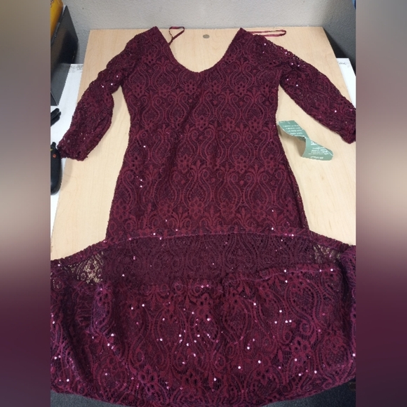 Blu Sage Burgundy Sequin Gown - Picture 1 of 6